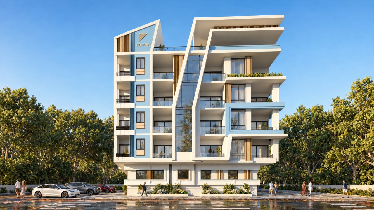 Solaria exterior architectural visualization in Sheraton, behind Costa Cafe, Hurghada